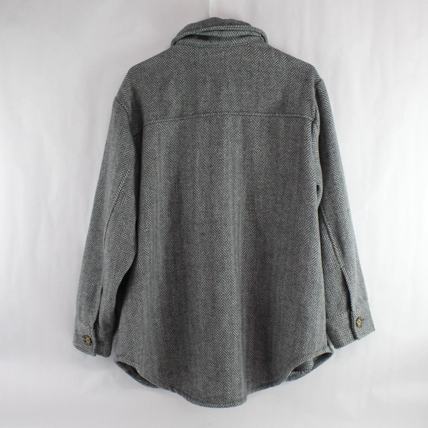 Time And Tru Women's Gray White Chevron Pattern Button Up Jacket Size L 12-14