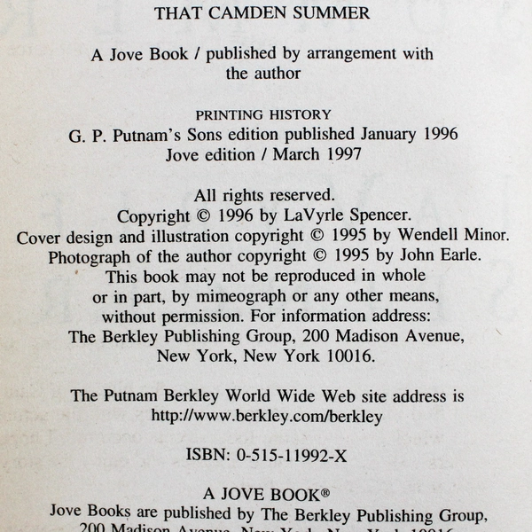 That Camden Summer by LaVyrle Spencer 1997 Paperback Jove Books