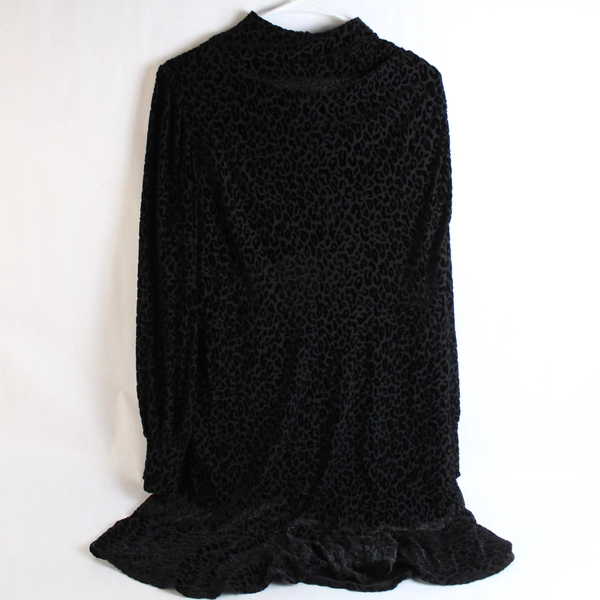 Express Women's Black Leopard Print Long Blouse Long Sleeves 1/4 Zip Up Size XL