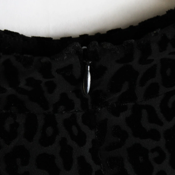 Express Women's Black Leopard Print Long Blouse Long Sleeves 1/4 Zip Up Size XL