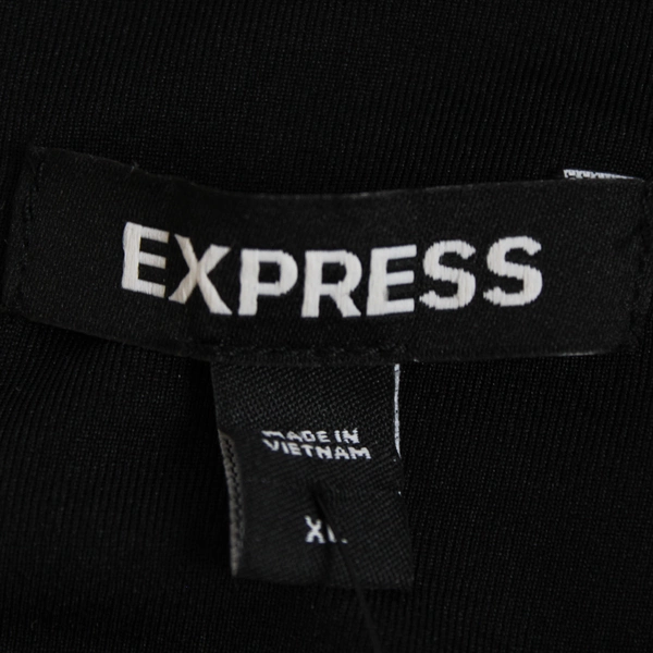 Express Women's Black Leopard Print Long Blouse Long Sleeves 1/4 Zip Up Size XL