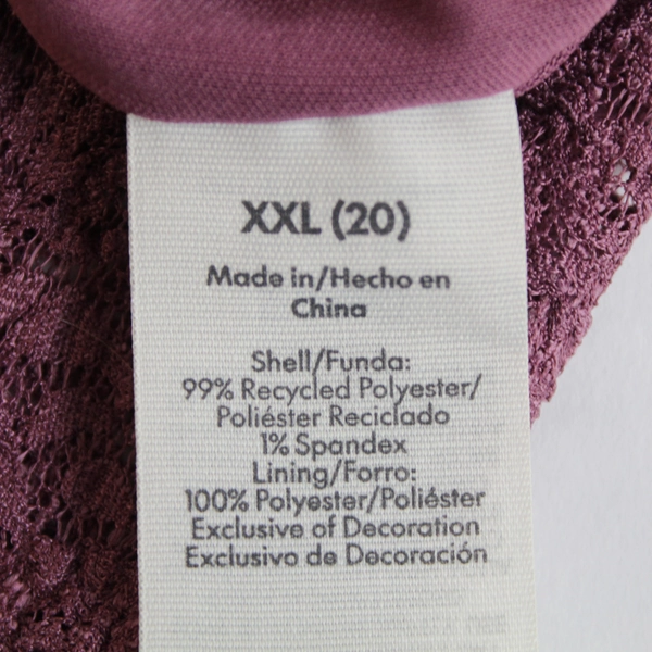 No Boundaries Women's Lavender Lace Crop Top Size XXL Long Sleeves