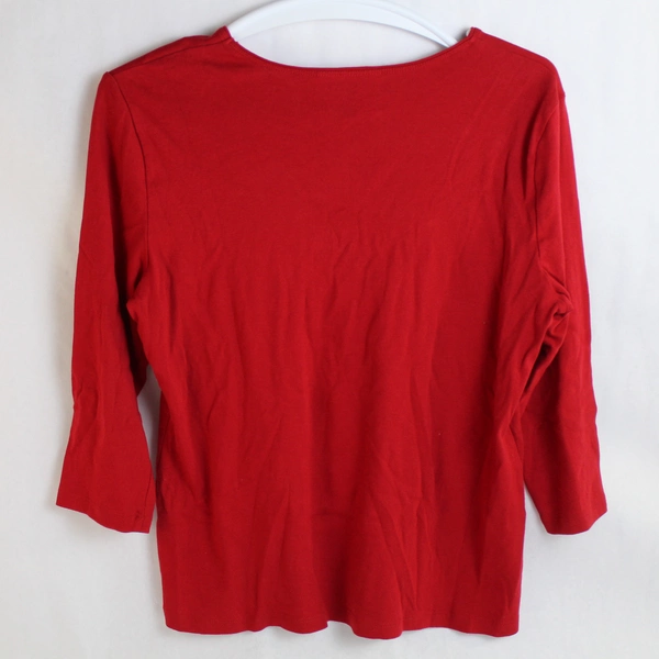 Karen Scott Valentine's Day Bedazzled Heart Red Long-Sleeved Shirt Women's XL