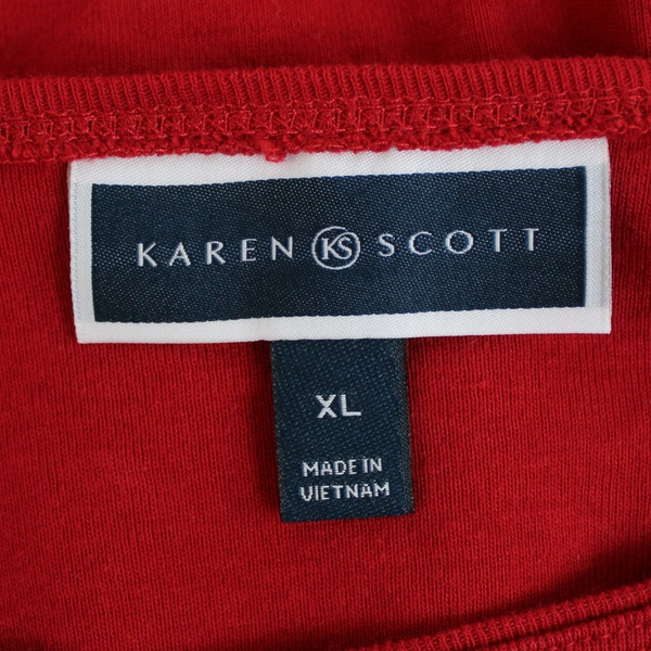 Karen Scott Valentine's Day Bedazzled Heart Red Long-Sleeved Shirt Women's XL