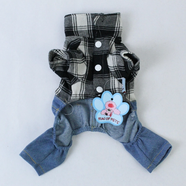 Fun Of Pets Dog Jumpsuit Denim Outfit Collared Shirt Size 6.5 NWT