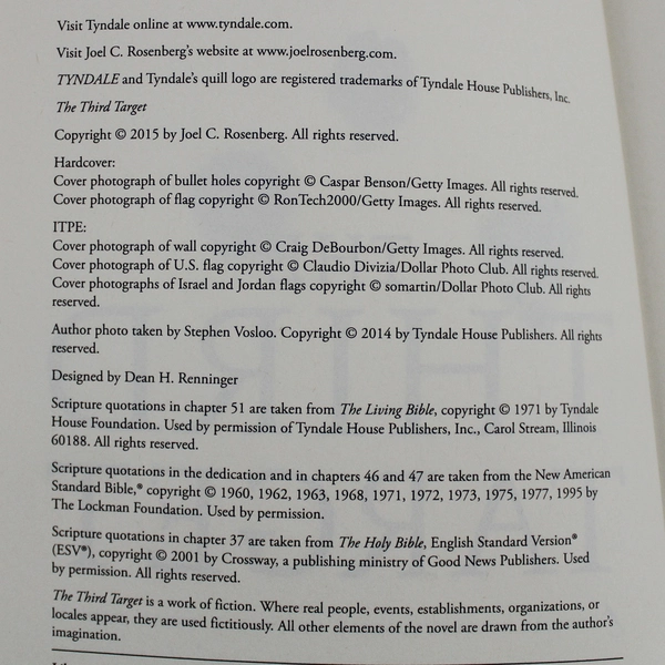 Lot of 2 Joel C. Rosenberg Books 2015 The First Hostage & The Third Target PB