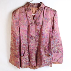 Unbranded Pink Blazer Hooped Button Up Chinoiserie Pattern Women's Size XS