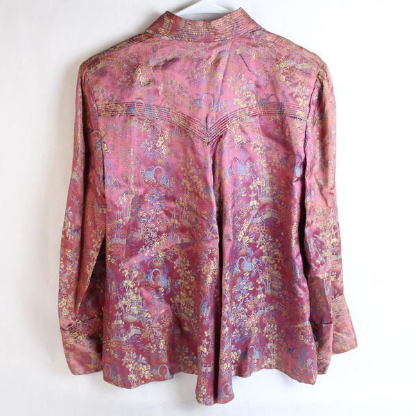 Unbranded Pink Blazer Hooped Button Up Chinoiserie Pattern Women's Size XS