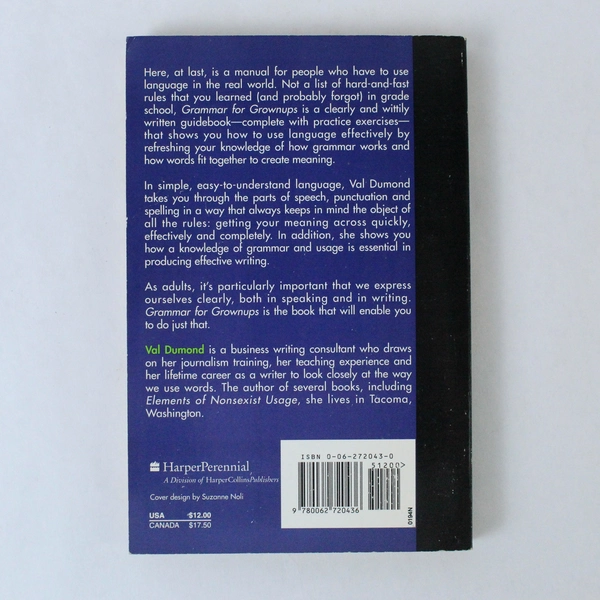 Grammar for Grownups by Val Dumond 1993 Paperback - Good Condition