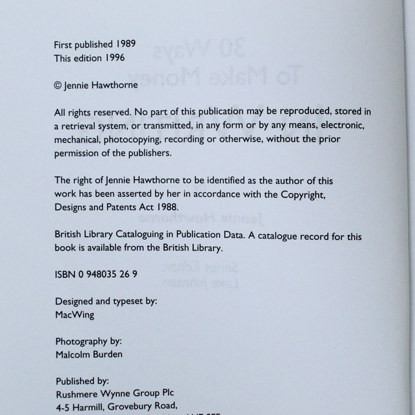 Thirty Ways to Make Money in Writing Jennie Hawthorne 1996 Paperback