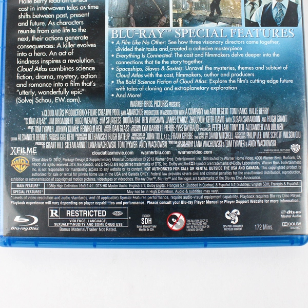 Cloud Atlas 2012 Blu-ray Starring Tom Hanks & Halle Berry Movie Film