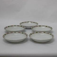 Set of 5 Antique PMR Bavaria Jaeger & Co Cereal Bowls Pink Roses Gold Trim