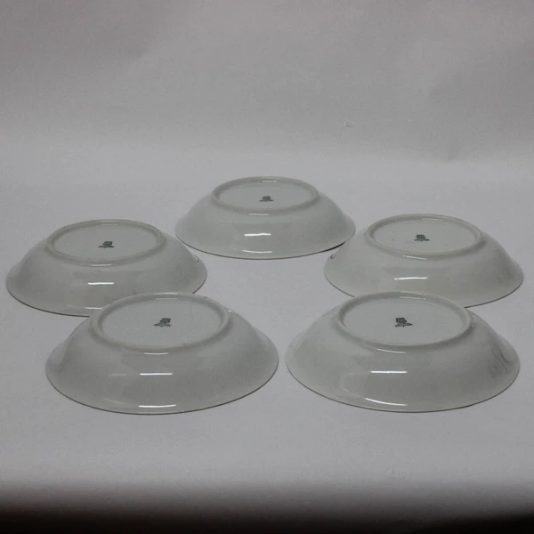 Set of 5 Antique PMR Bavaria Jaeger & Co Cereal Bowls Pink Roses Gold Trim