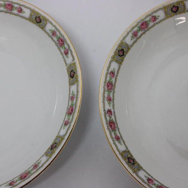 Set of 5 Antique PMR Bavaria Jaeger & Co Cereal Bowls Pink Roses Gold Trim