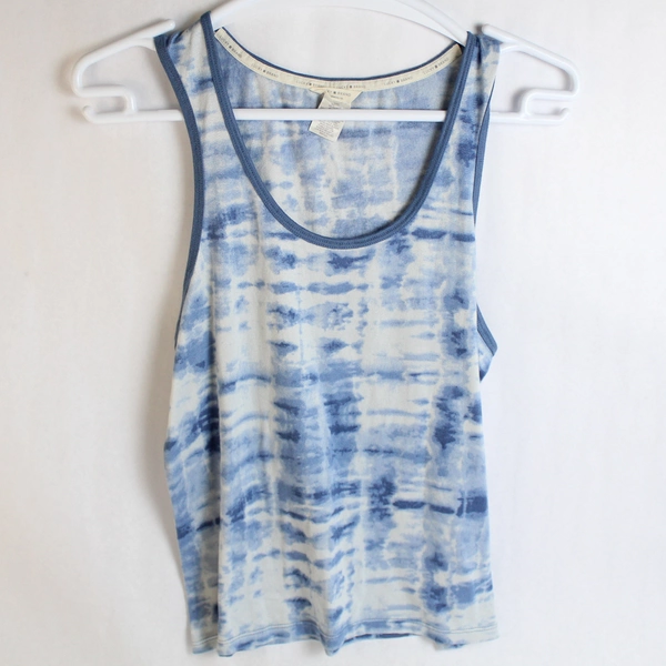 Lucky Brand Blue And White Tie Dye Print Tank Top Women's Size XL