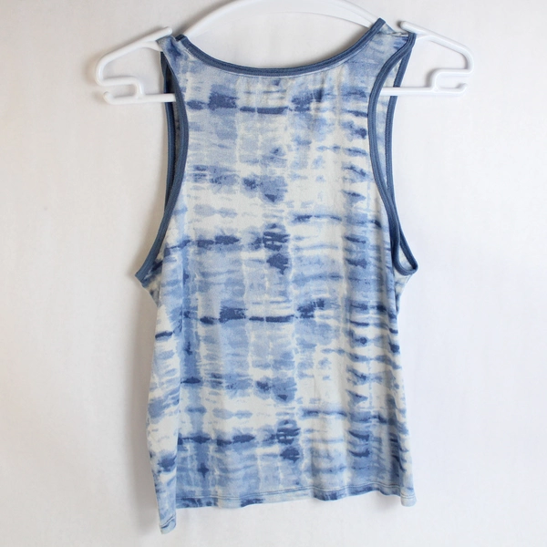Lucky Brand Blue And White Tie Dye Print Tank Top Women's Size XL