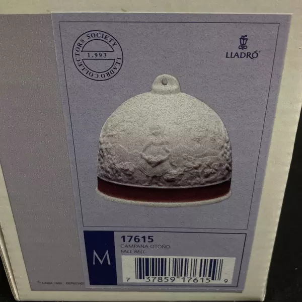 1993 Lladro Collectors Society Fall Porcelain Bell 17615 Retired Original Box