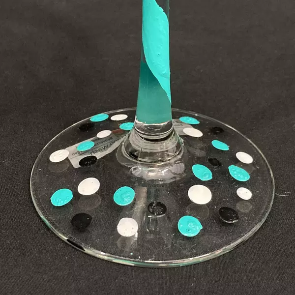 Grey Barn Hand-Painted Happy Birthday Crystal Wine Glass & Bag - Good Condition