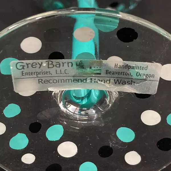 Grey Barn Hand-Painted Happy Birthday Crystal Wine Glass & Bag - Good Condition