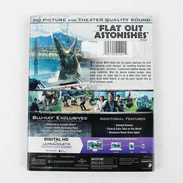 Jurassic World Blu-Ray DVD Movie Film Action Adventure Sci-Fi