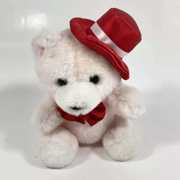 Joy Toy Pink Teddy Bear with Red Silk Hat & Bowtie - 7.5" Collector's Gift