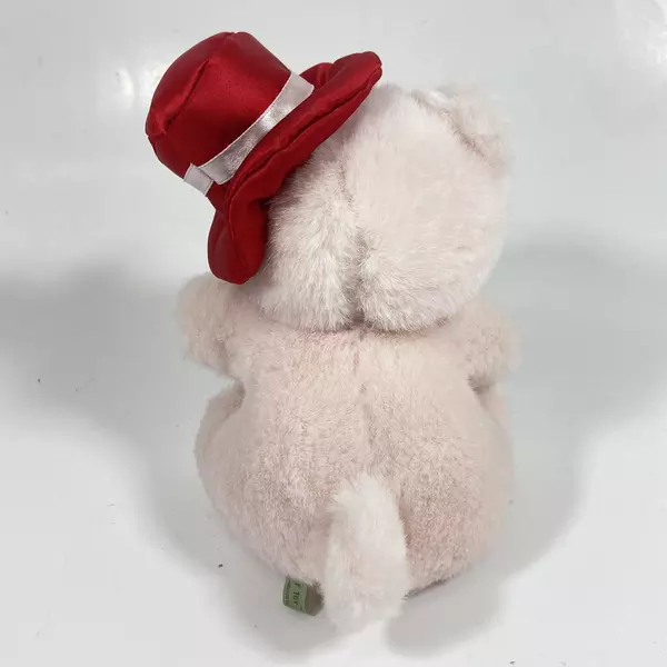 Joy Toy Pink Teddy Bear with Red Silk Hat & Bowtie - 7.5" Collector's Gift