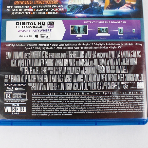 John Wick Blu-Ray DVD Movie Starring Keanu Reeves Action Thriller Film