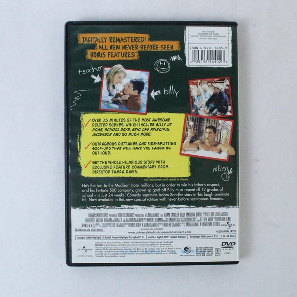 Billy Madison DVD 2005 Special Edition Widescreen Universal Adam Sandler