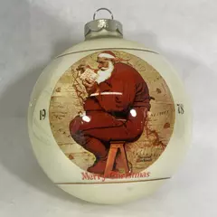 1978 Norman Rockwell Glass Christmas Ornament Santa/Map 4th Limited Edition 
