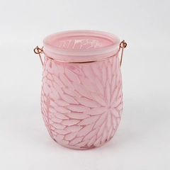 Floral Debi Lilly Pink Etched Dahlia Candle Lantern No Candle Home Decor