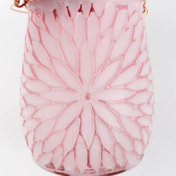 Floral Debi Lilly Pink Etched Dahlia Candle Lantern No Candle Home Decor
