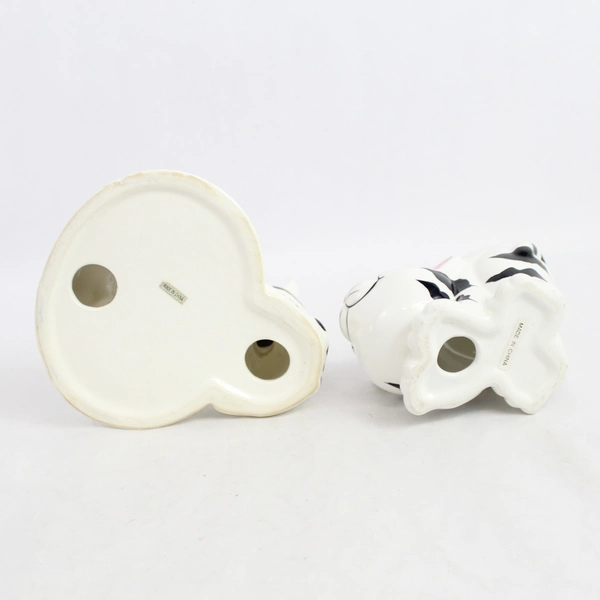 Set of 2 Striped Cat Ceramic Bathroom Accessories, Toothbrush & Soap Holder 