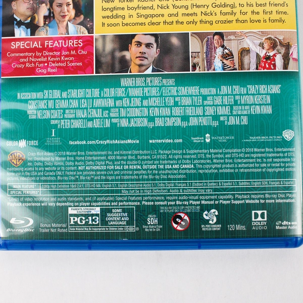Crazy Rich Asians Blu-Ray DVD Movie Film Romantic Comedy Drama