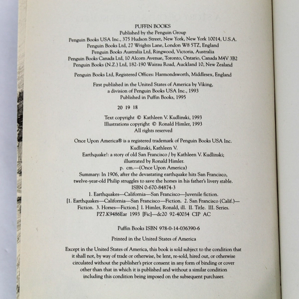 Lot of 5 Pre-Owned Paperback Books: Earthquake, Once Upon America Series