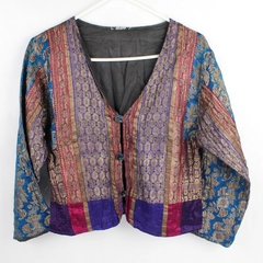 Unbranded Multicolor Embroidered Silk Button-Front Shrug Women's Medium Flawed