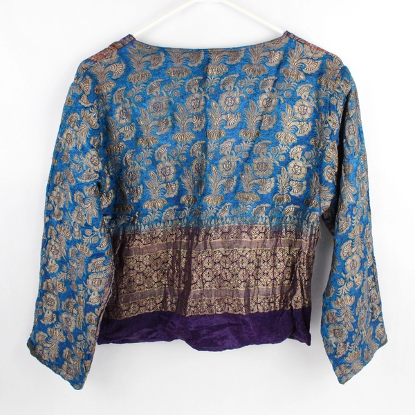 Unbranded Multicolor Embroidered Silk Button-Front Shrug Women's Medium Flawed