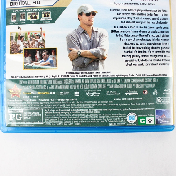 Million Dollar Arm Blu-Ray DVD Movie Film Drama Sports