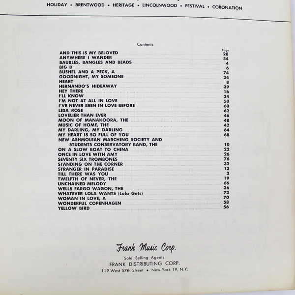 Vintage 1961 "32 of Broadway's Best" Music Book for Lowrey Organs