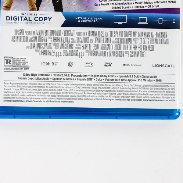 The Spy Who Dumped Me Blu-Ray Movie Comedy Action Mila Kunis Kate McKinnon