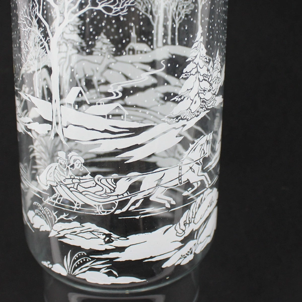 Glass Cylinder Oil Lantern Globe Snowy Nature Scene With Deer 2.75" Bottom Hole