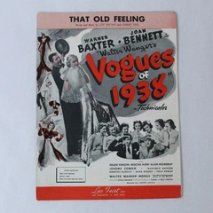 1937 Vintage Sheet Music That Old Feeling Vogues Of 1937 Lew Brown Sammy Fain