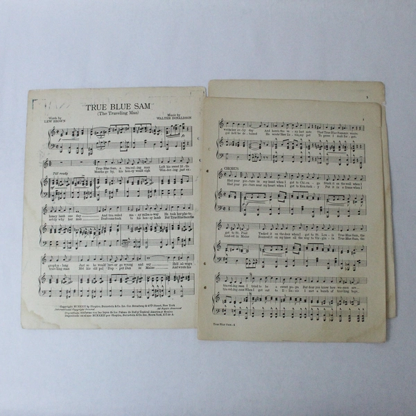 True Blue Sam The Traveling Man 1922 Vintage Sheet Music Pre-Owned