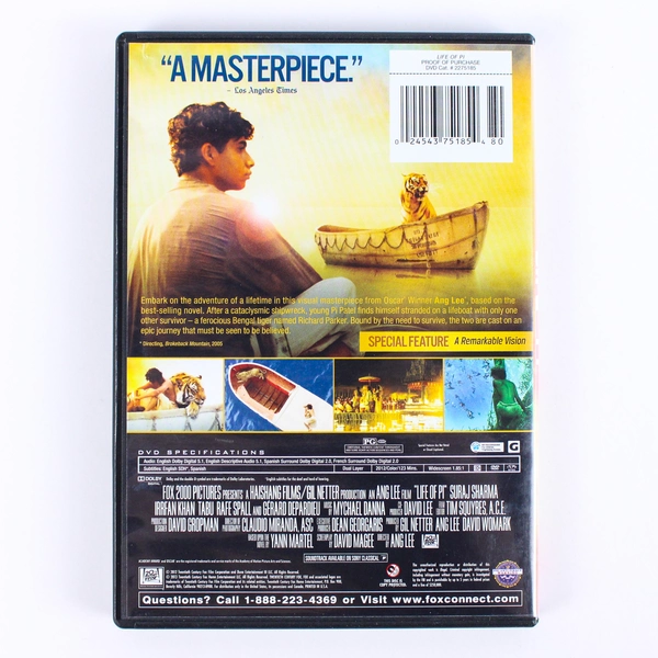 Life of Pi DVD Movie Film Drama Adventure Family