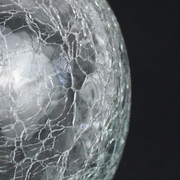 Round Clear Crackled Glass Candle Lantern 5.5" with Rope Handle No Candle