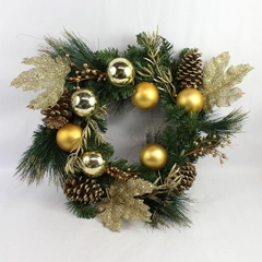 20" Christmas Wreath with Shiny and Glittery Gold Ornaments Holiday Decor