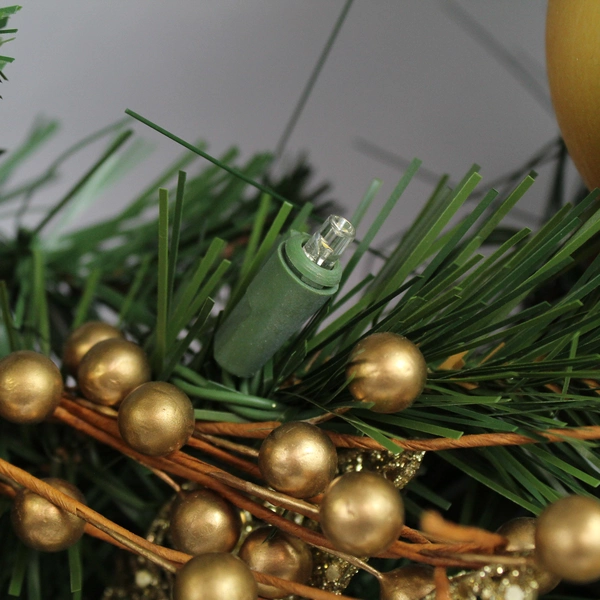 20" Christmas Wreath with Shiny and Glittery Gold Ornaments Holiday Decor