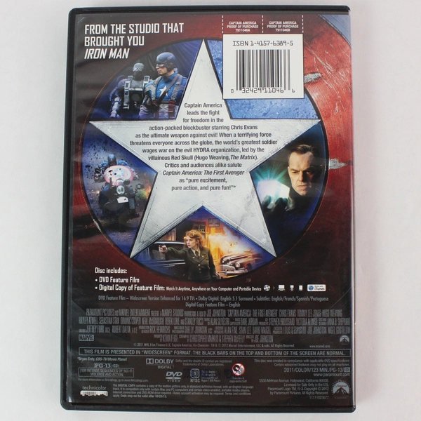 Captain America The First Avenger (DVD, 2011, Paramount Marvel Studios)
