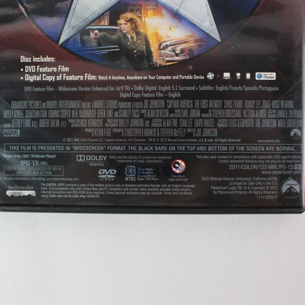 Captain America The First Avenger (DVD, 2011, Paramount Marvel Studios)