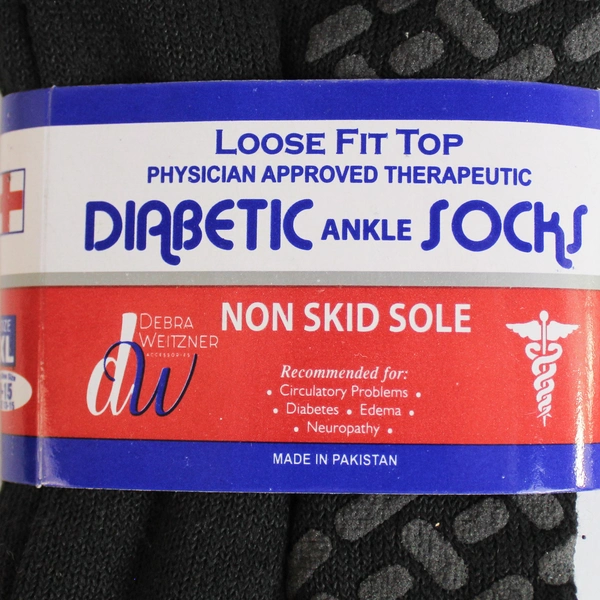 Debra Weitzner Diabetic Ankle Socks Medium XL 9-15 Black Loose Fit Sock Non-Slip
