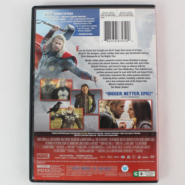 Thor The Dark World (DVD, 2014, 1 Disc, Marvel)